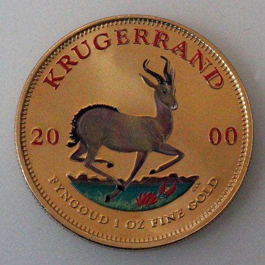 Farblich bedruckte Krügerrand Münze